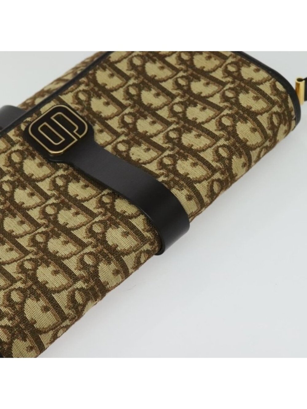 Authentic Christian Dior Trotter Canvas Shoulder Bag Brown Gold - Picture 13 of 16